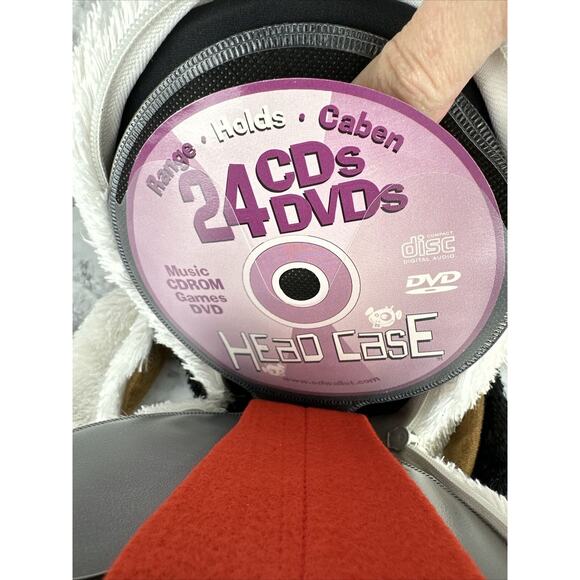 Vintage Plush White & Black Dog Head Case 24 CD DVD Holder Zipper by Head Case - Picture 11 of 11